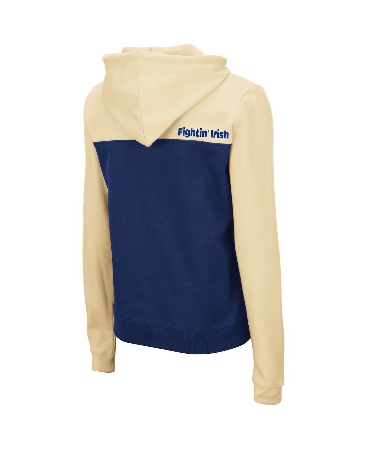 Colosseum Women's  Gold, Navy Notre Dame Fighting Irish Aidan Lightweight Quarter-zip Hoodie In Gold,navy