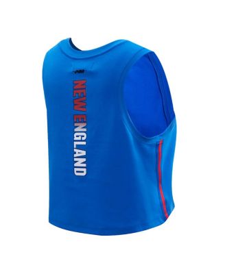 Women's Royal New England Patriots Ombre Wordmark Classic Cropped Tank Top