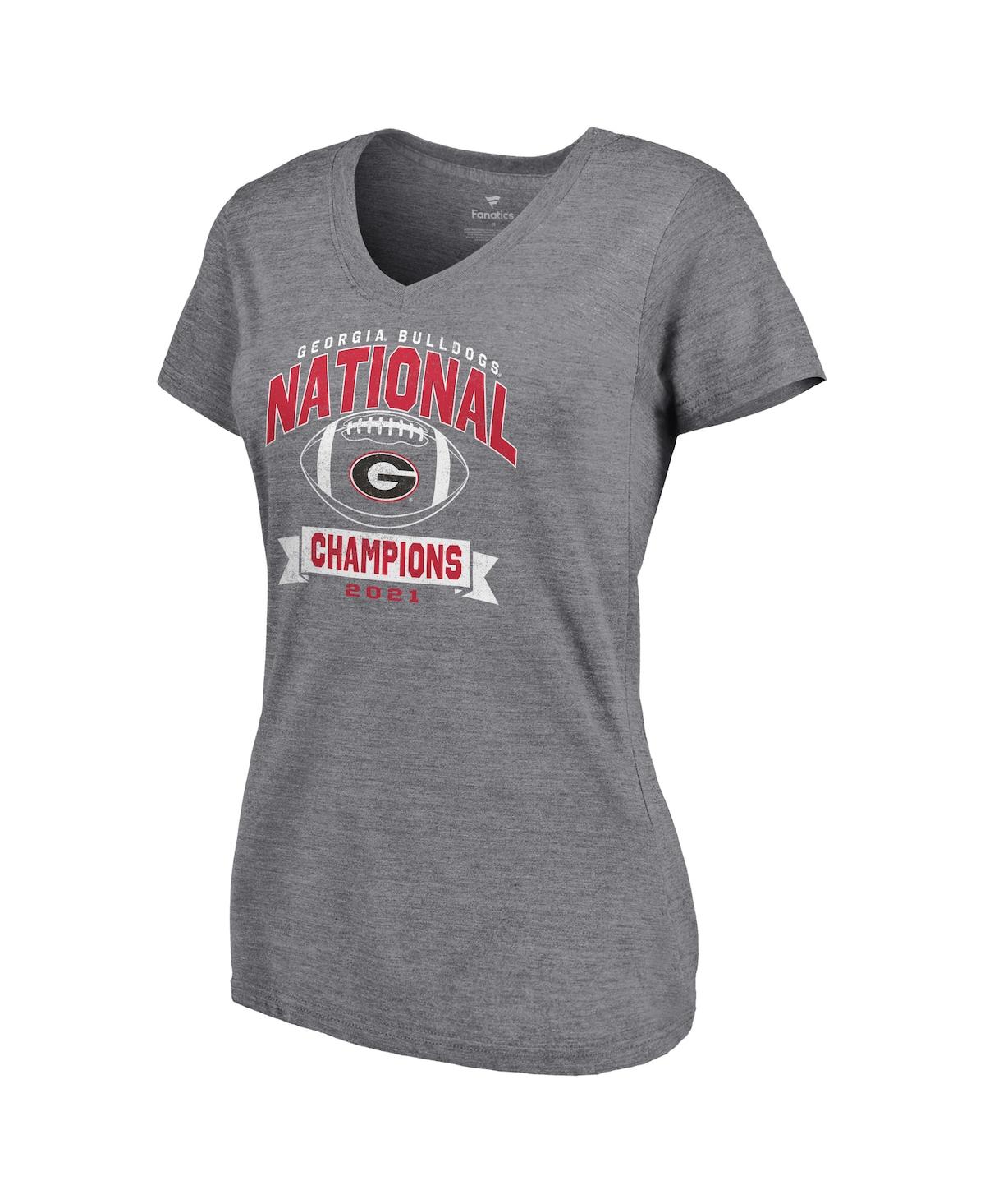 Fanatics Women's  Gray Distressed Georgia Bulldogs College Football Playoff 2021 National Champions R In Heathered Gray