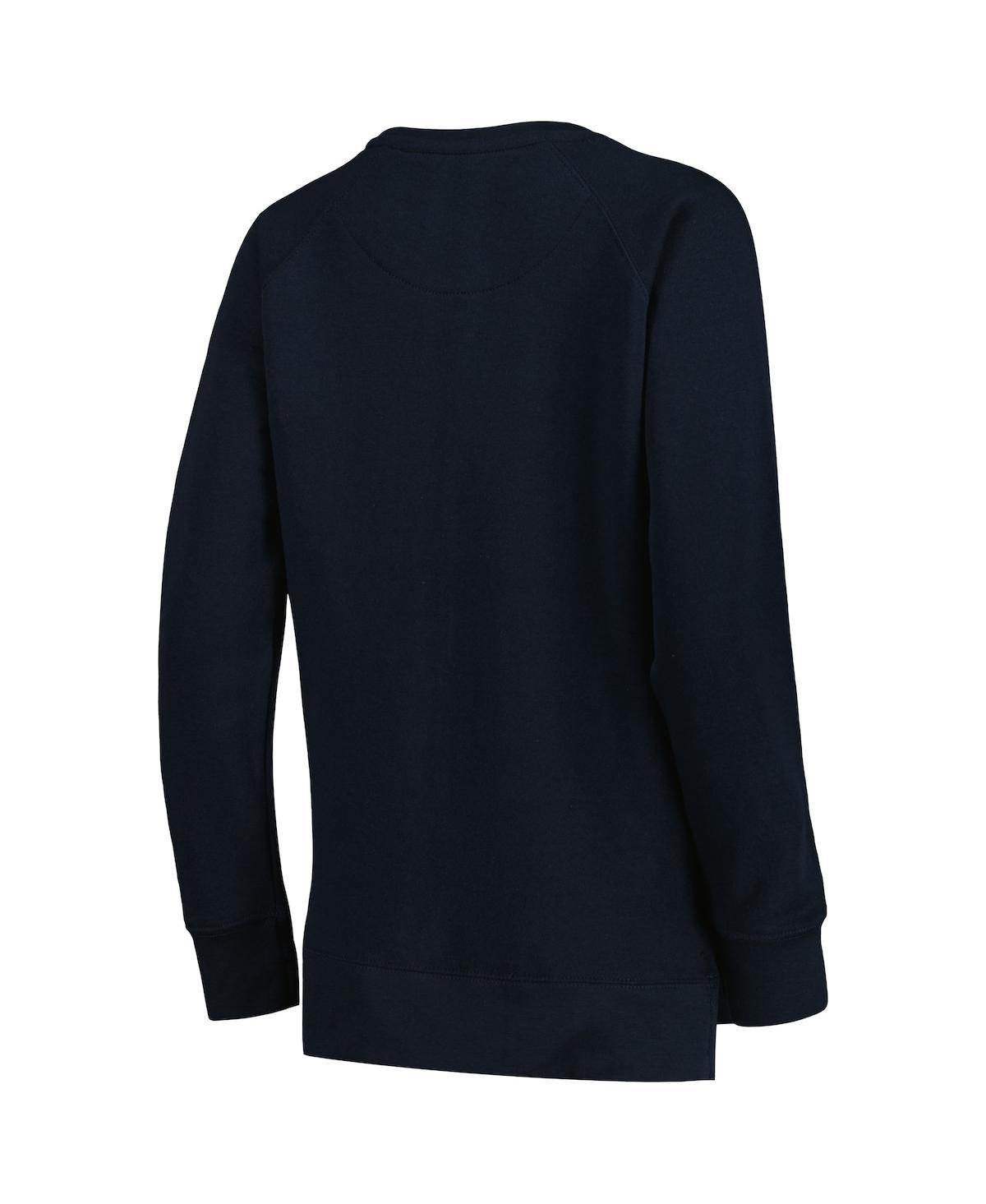 PRESSBOX WOMEN'S PRESSBOX NAVY AUBURN TIGERS STEAMBOAT ANIMAL PRINT RAGLAN PULLOVER SWEATSHIRT 