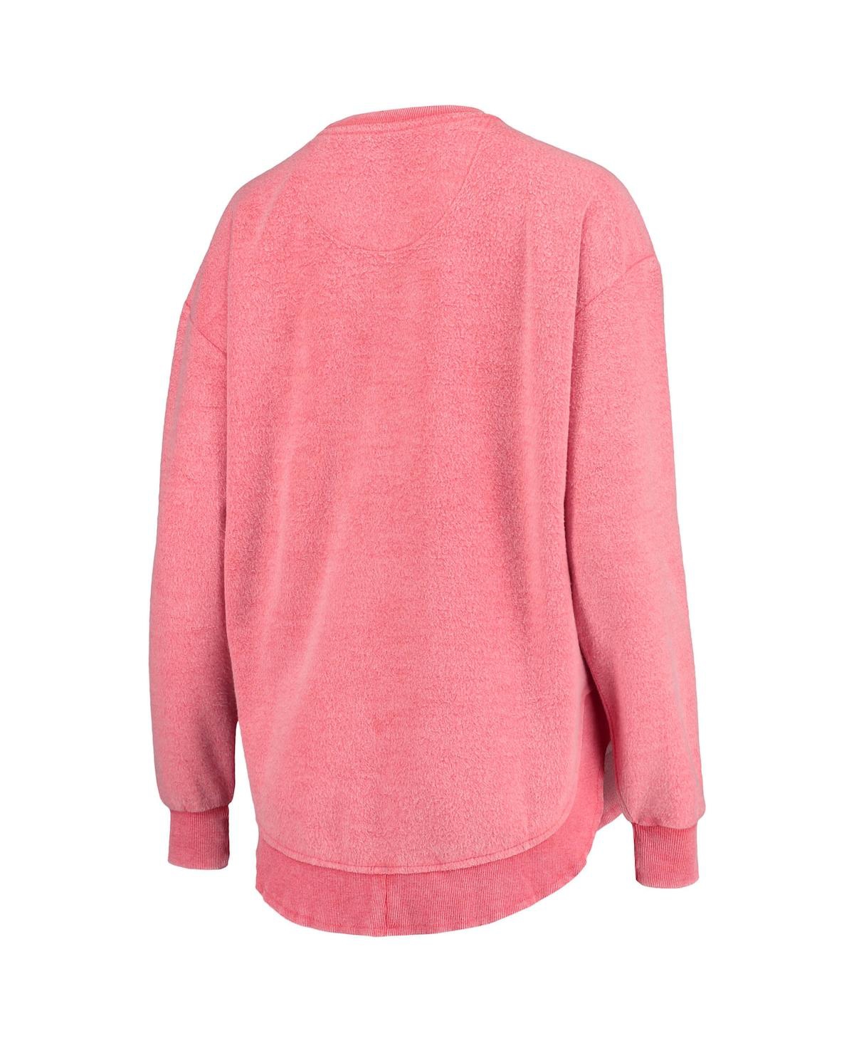 PRESSBOX WOMEN'S PRESSBOX SCARLET DISTRESSED NEBRASKA HUSKERS PONCHOVILLE PULLOVER SWEATSHIRT 