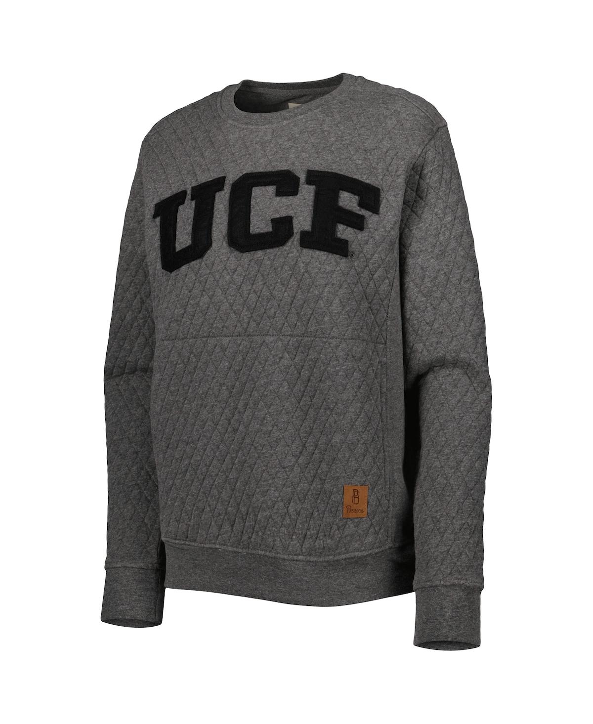 PRESSBOX WOMEN'S PRESSBOX HEATHER CHARCOAL UCF KNIGHTS MOOSE QUILTED PULLOVER SWEATSHIRT 
