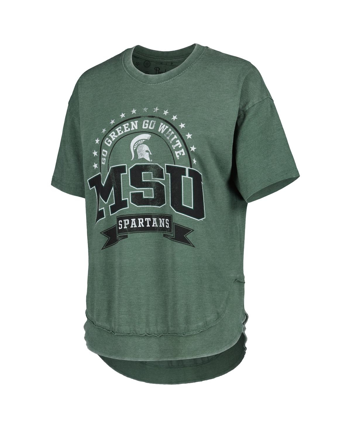 Shop Pressbox Women's  Heather Green Distressed Michigan State Spartans Vintage-like Wash Poncho Captain T