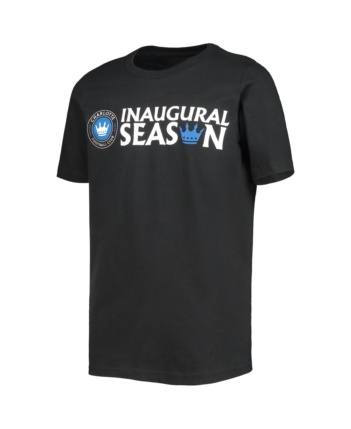 Outerstuff Big Boys Black Charlotte Fc Inaugural Schedule T-shirt In Black
