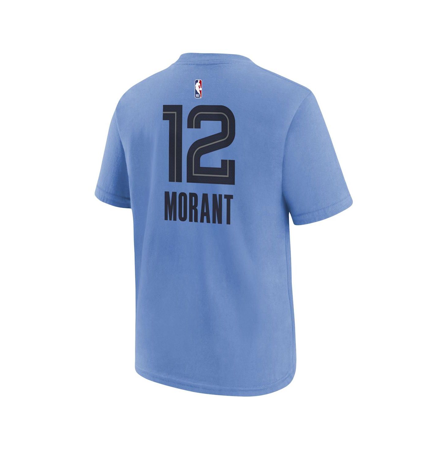 Футболка Jordan Ja Morant Light Blue Memphis Grizzlies Statement Edition Name and Number Player T-shirt для мальчиков — фото 2