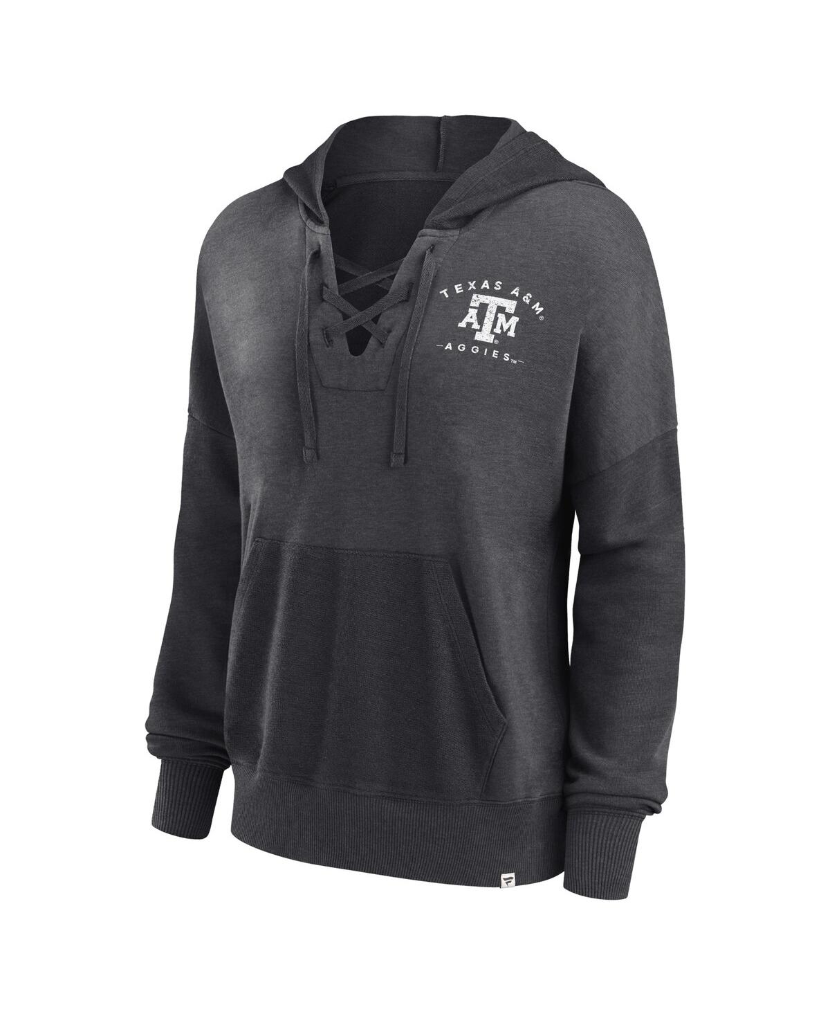 Fanatics Branded Heather Charcoal Texas A&m Aggies Campus Lace-up Pullover Hoodie In Heather Charcoal