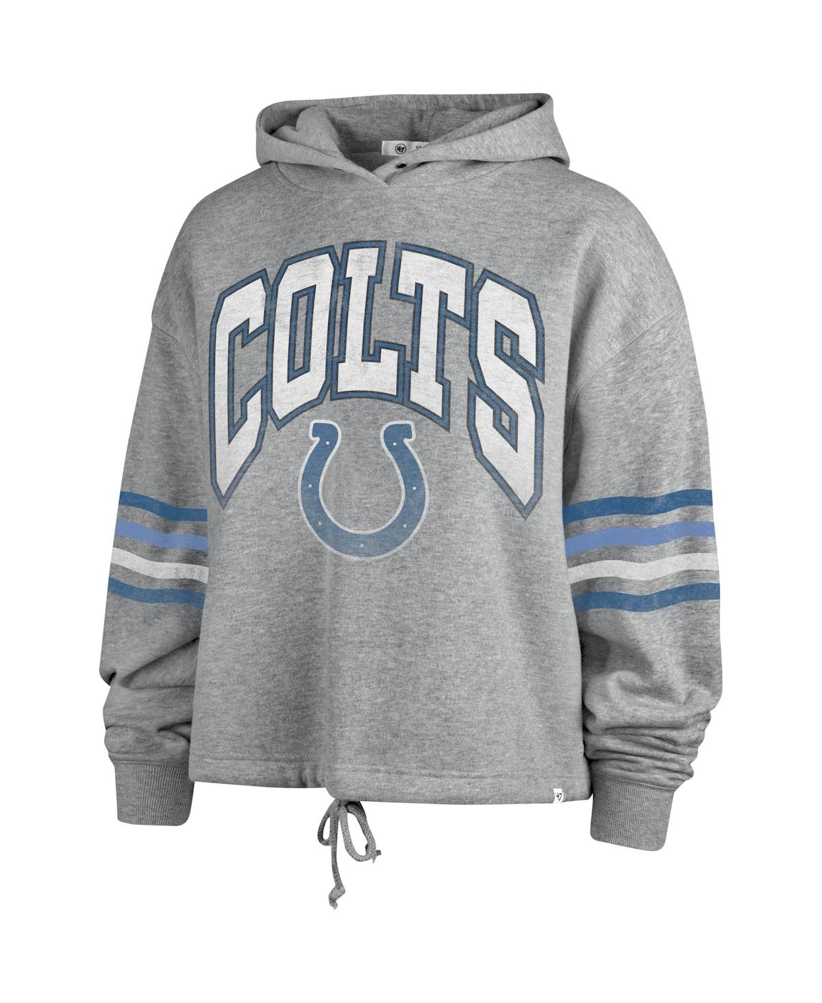 47 BRAND WOMEN'S '47 BRAND HEATHER GRAY DISTRESSED INDIANAPOLIS COLTS UPLAND BENNETT PULLOVER HOODIE 