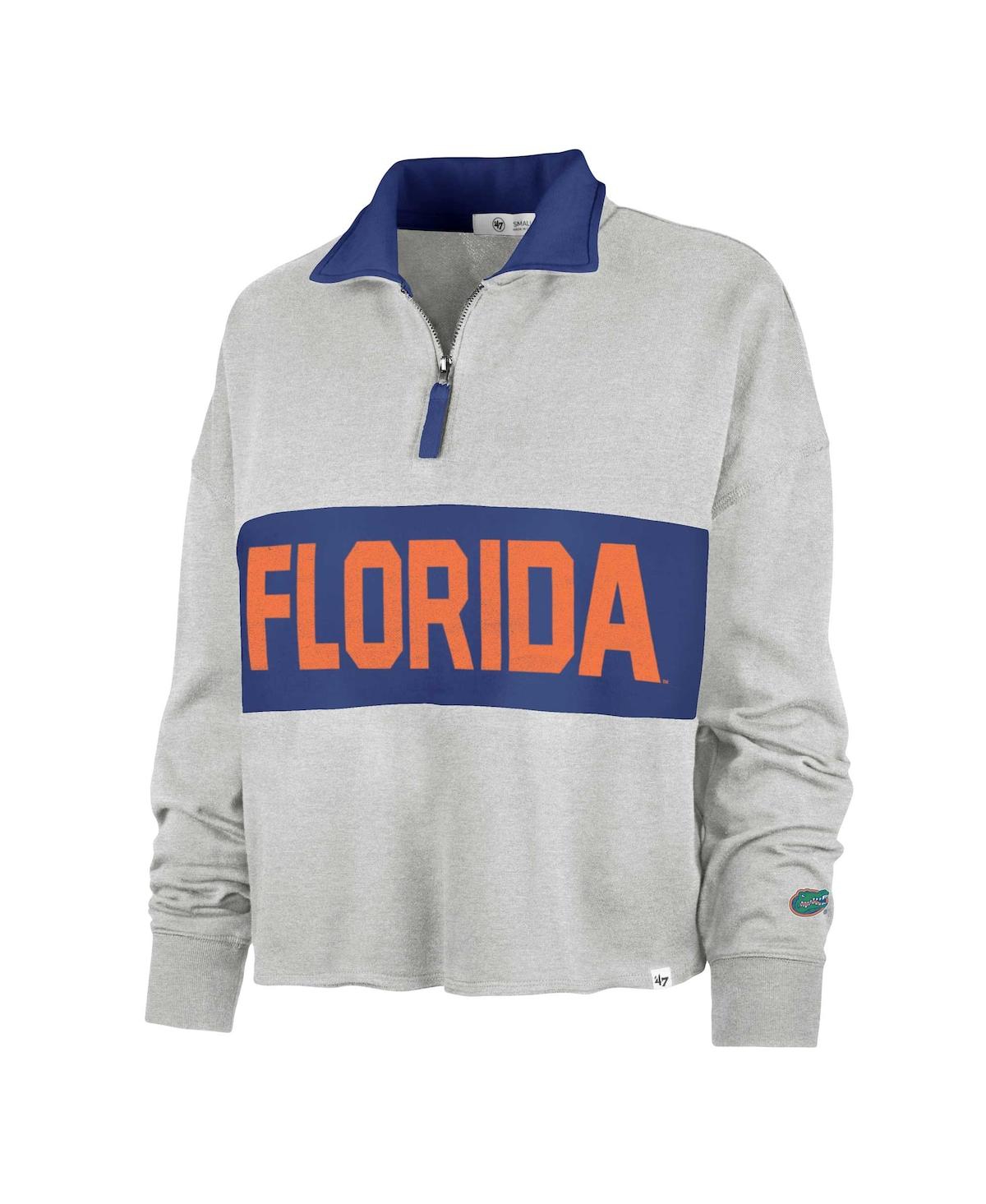 Shop 47 Brand Women's ' Gray Florida Gators Next Level Remi Cropped Quarter-zip Sweatshirt