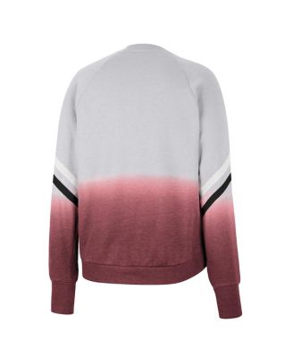 Women's Gray Oklahoma Sooners Cue Cards Dip-Dye Raglan Pullover Sweatshirt