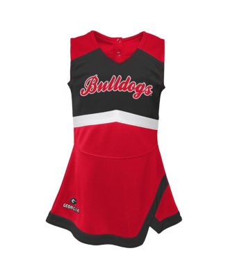 Girls Toddler Red, Black Georgia Bulldogs Two-Piece Cheer Captain Jumper Dress and Bloomers Set