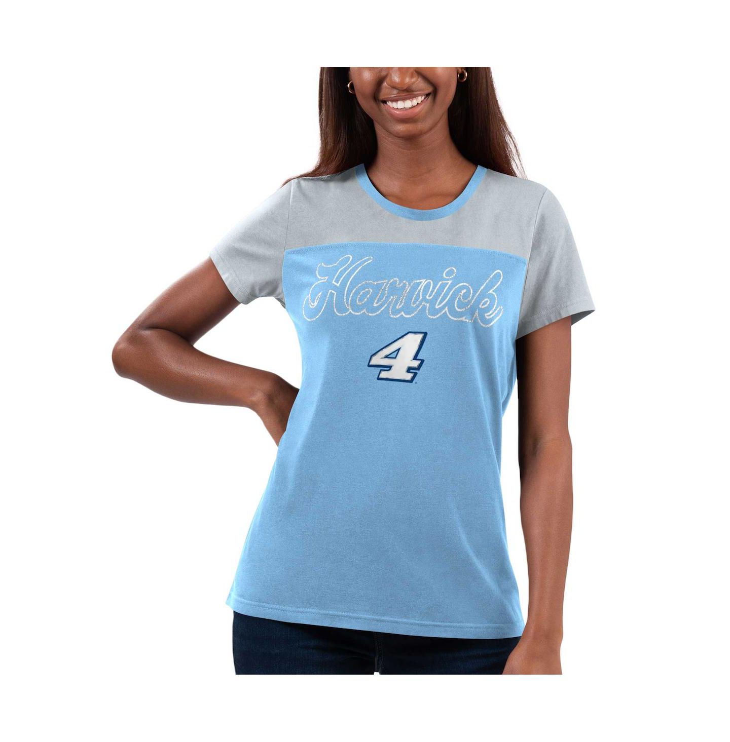 Женская футболка G-III 4Her by Carl Banks Light Blue Kevin Harvick Cheer Color Blocked — фото 1