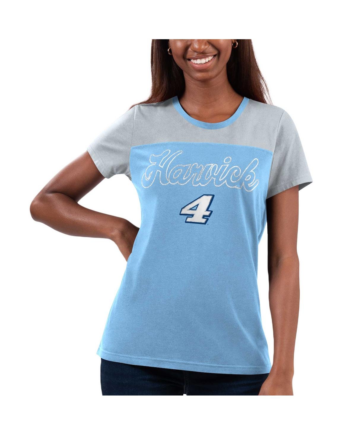 G-iii 4her By Carl Banks Women's  Light Blue Kevin Harvick Cheer Color Blocked T-shirt
