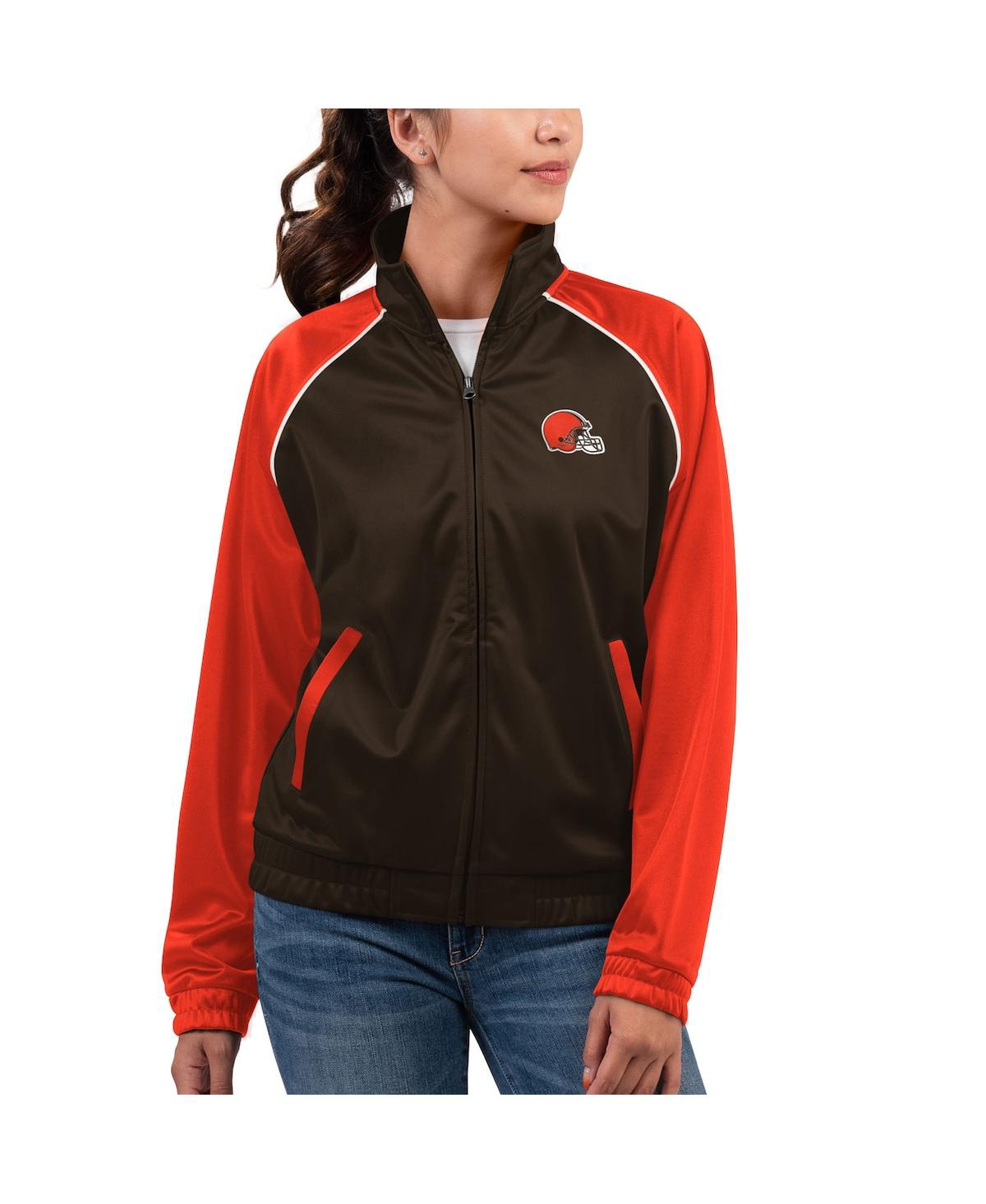 G-iii 4her By Carl Banks Women's  Brown Cleveland Browns Showup Fashion Dolman Full-zip Track Jacket