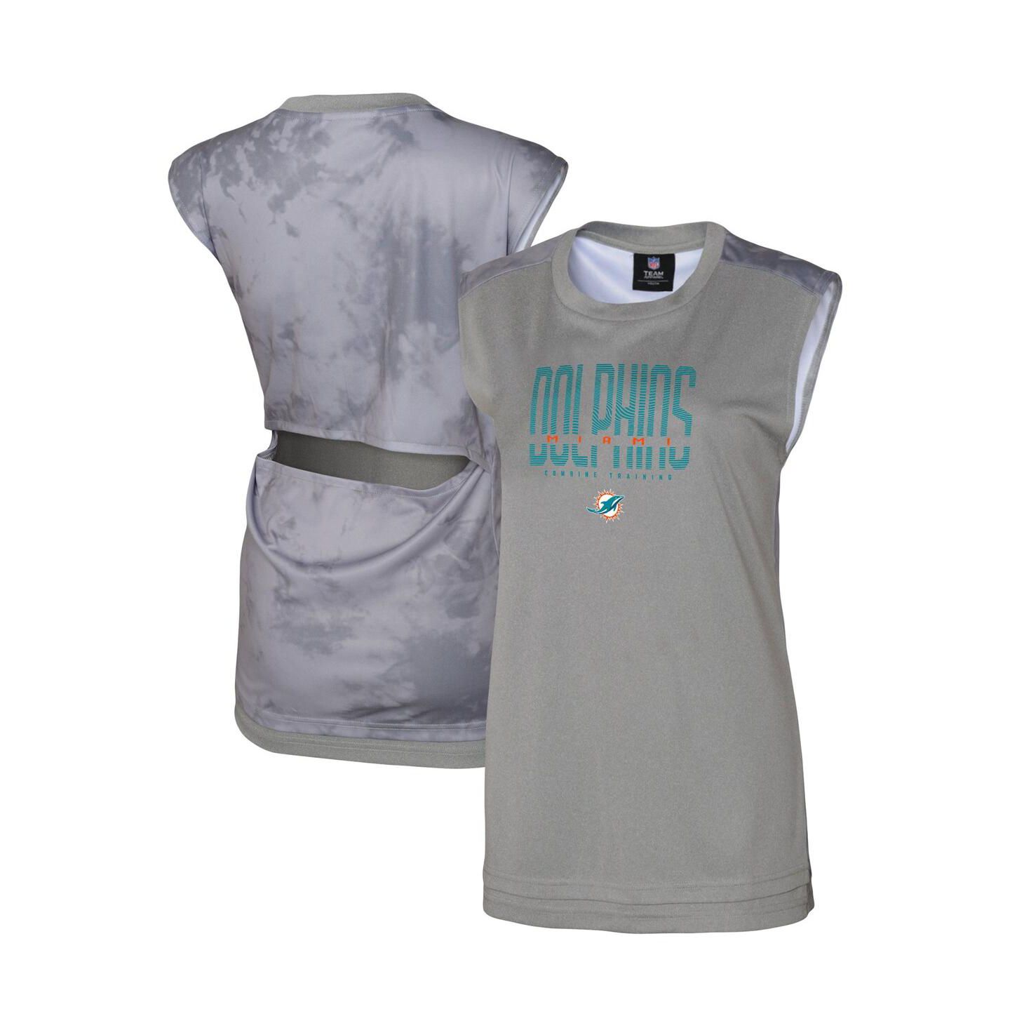 Женский топ Outerstuff Gray Miami Dolphins No Sweat Tank Top — фото 1
