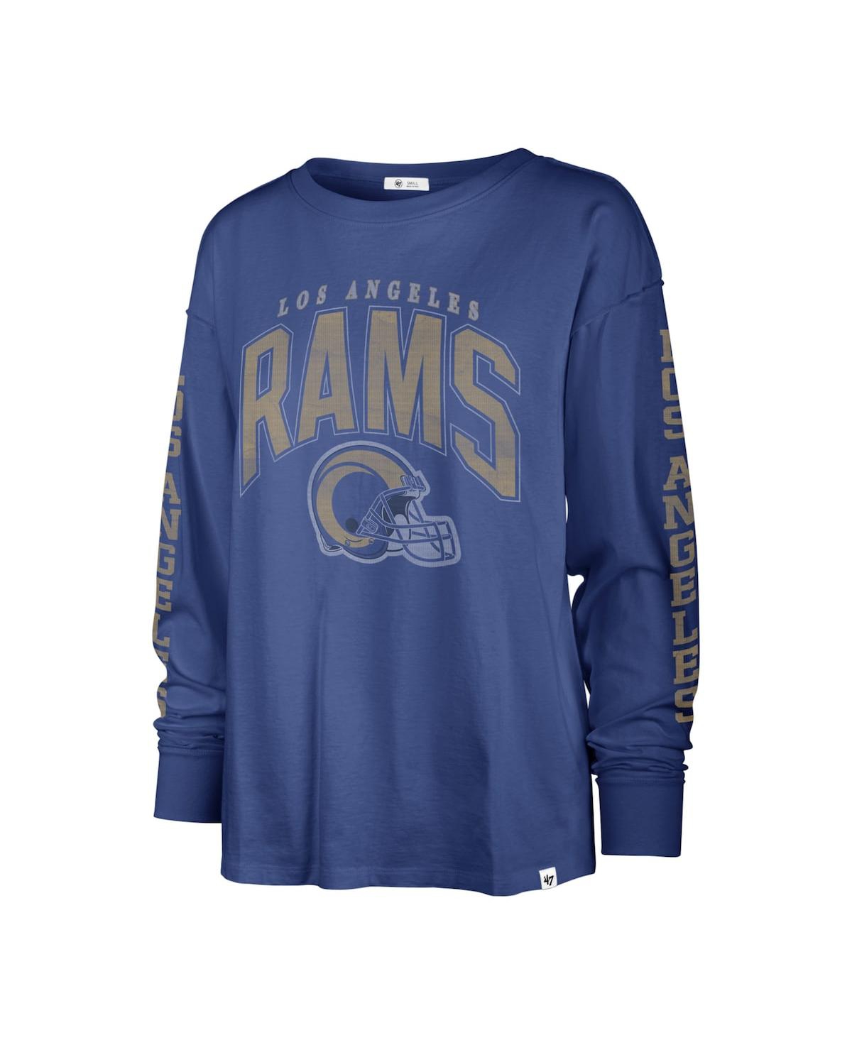 Shop 47 Brand Women's ' Royal Distressed Los Angeles Rams Tom Cat Long Sleeve T-shirt
