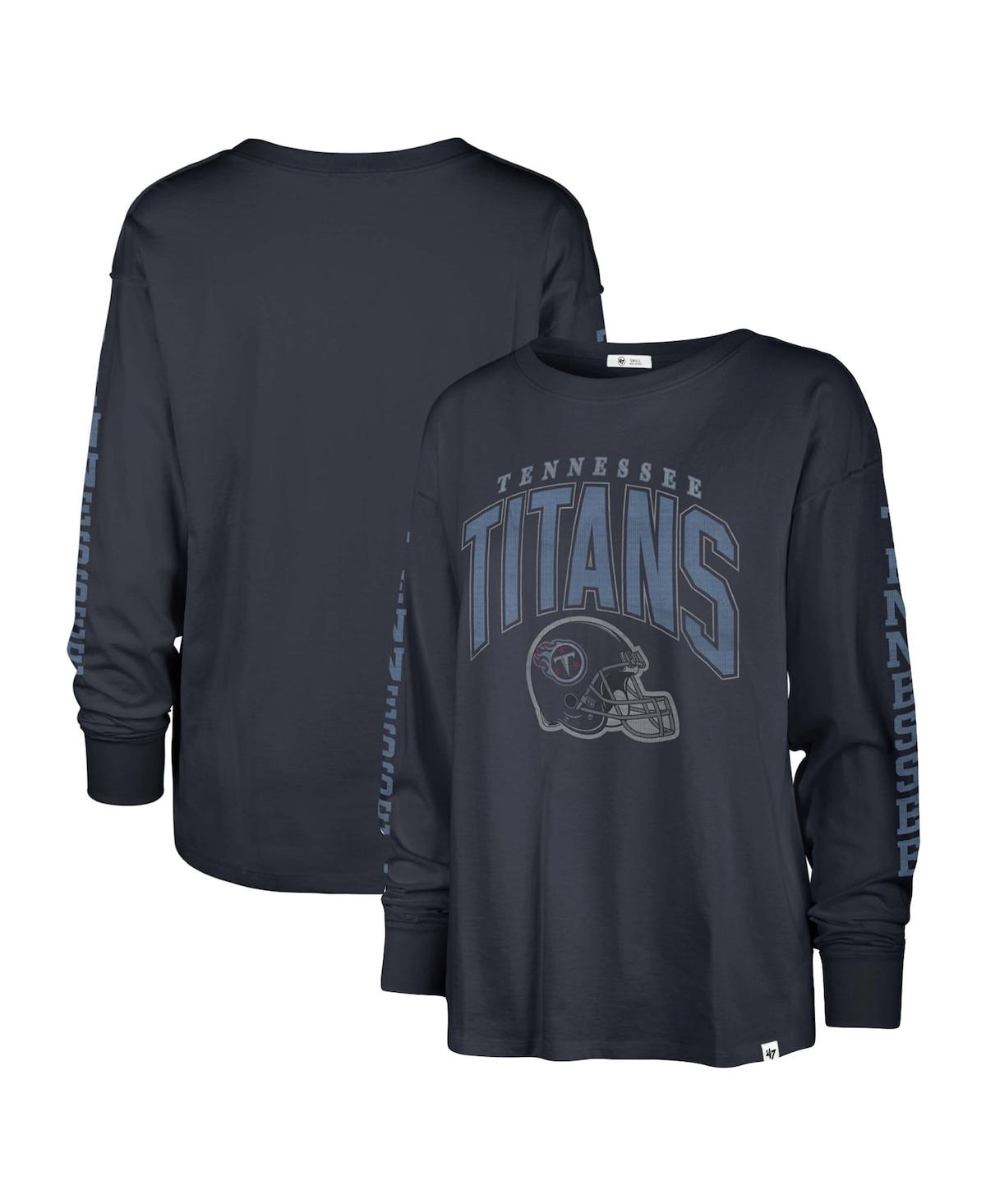 47 Brand Women's ' Navy Distressed Tennessee Titans Tom Cat Long Sleeve T-shirt