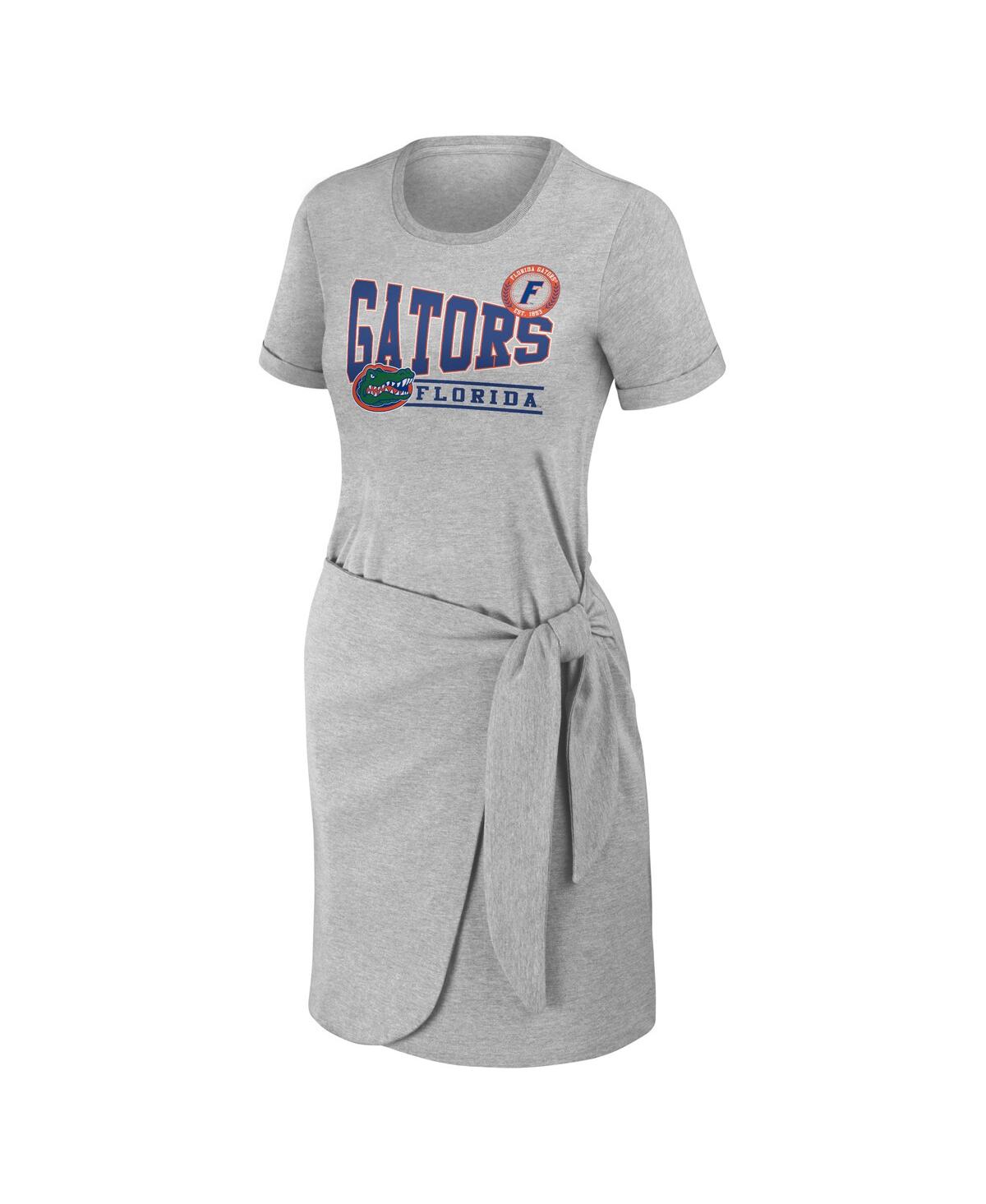 Shop Wear By Erin Andrews Women's  Heather Gray Florida Gators Knotted T-shirt Dress