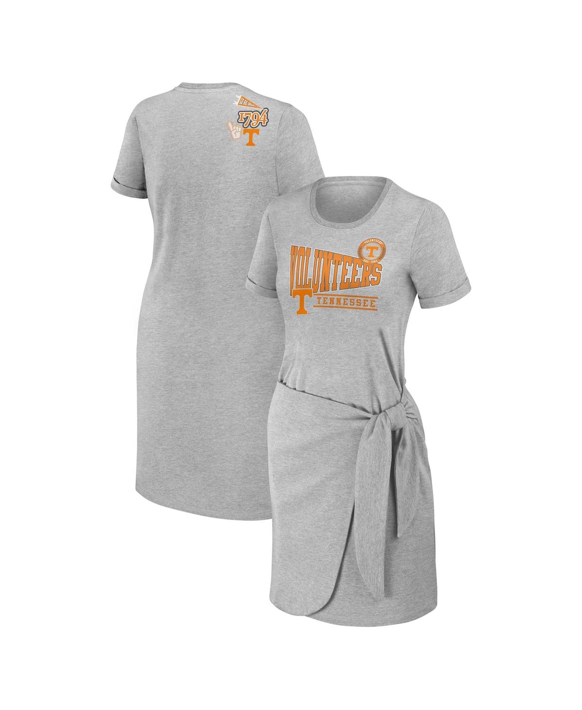 Wear By Erin Andrews Women's  Heather Gray Tennessee Volunteers Knotted T-shirt Dress