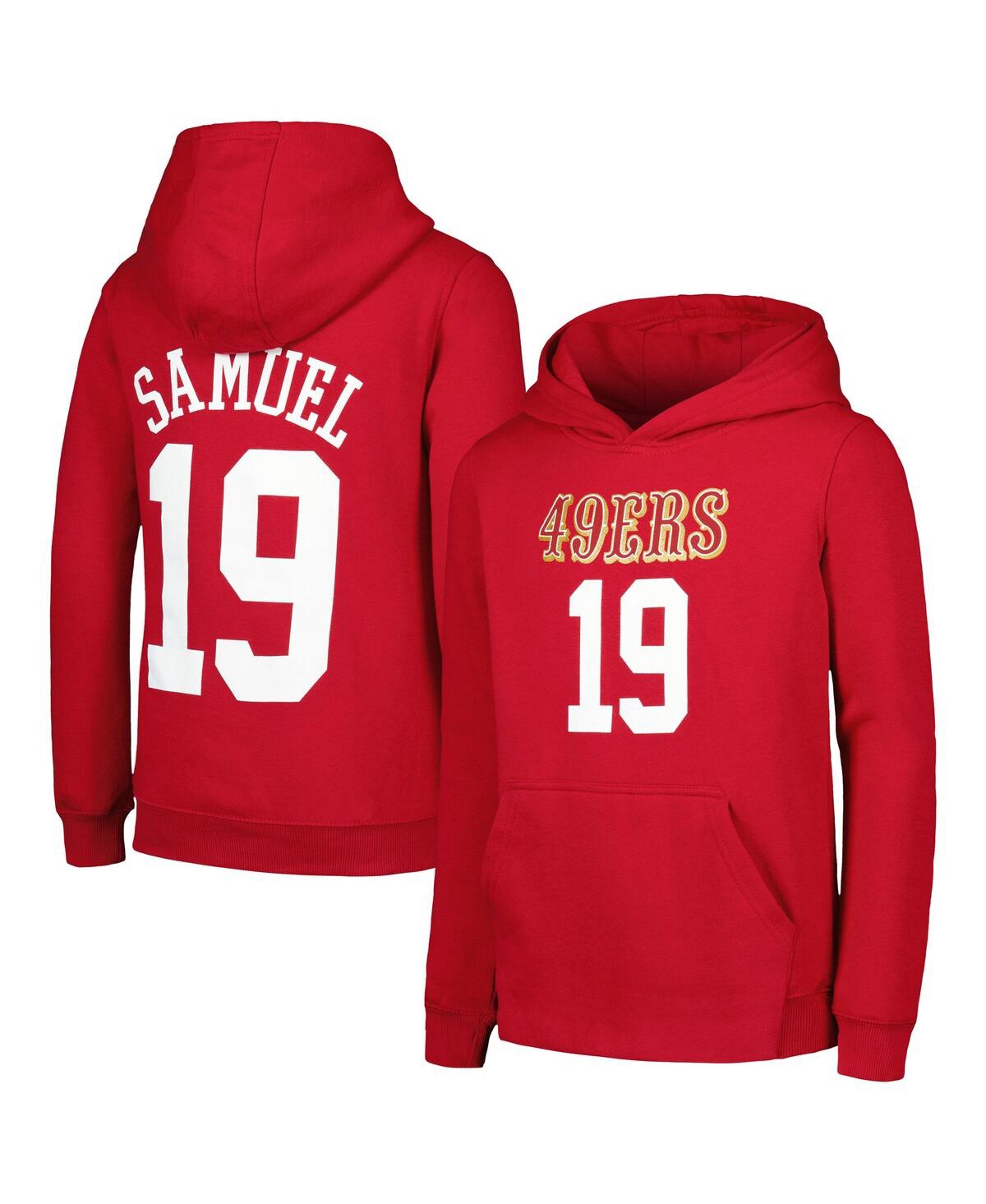Outerstuff Big Boys Deebo Samuel Scarlet San Francisco 49ers Mainliner Player Name And Number Pullover Hoodie In Scarlet