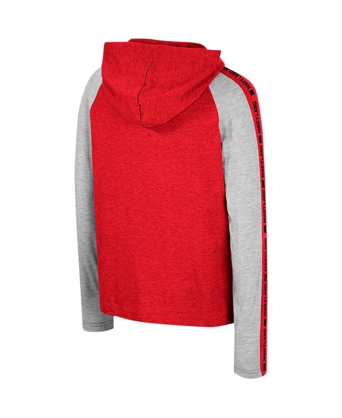 Shop Colosseum Big Boys  Red Maryland Terrapins Ned Raglan Long Sleeve Hooded T-shirt