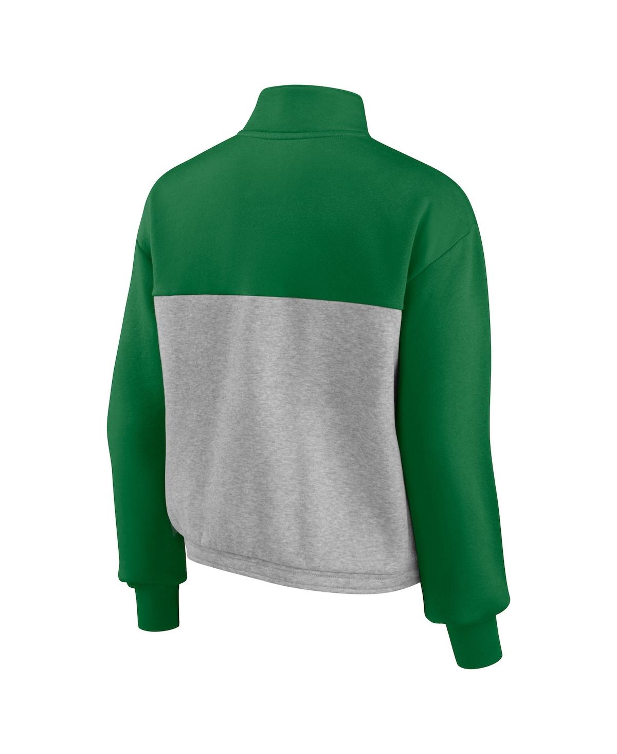Fanatics Branded Green/heathered Gray Oregon Ducks Sideline To Sideline Colorblock Quarter-zip Jacke In Green,heathered Gray