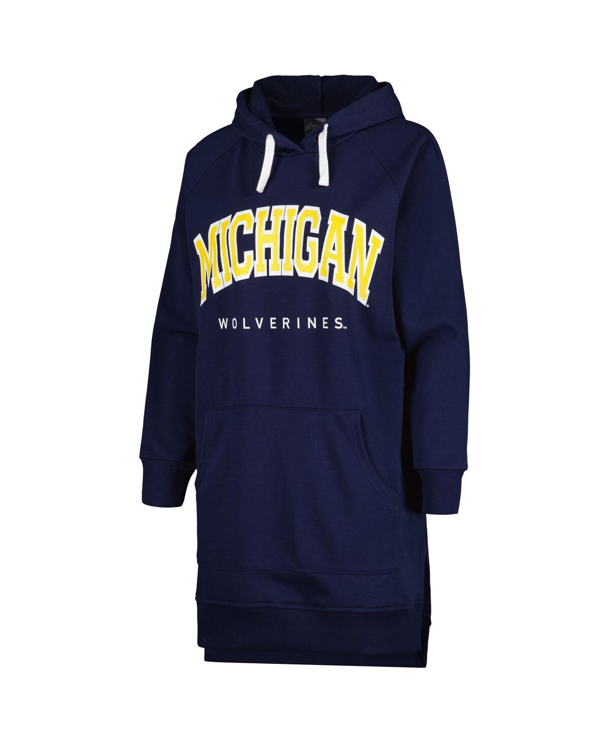 Women's Gameday CoutureMichigan Wolverines Take a Knee Raglan Hooded Sweatshirt Dress - Navy