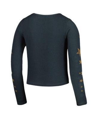 Women's Charcoal Distressed David Bowie Ziggy Stardust Thermal Cropped&nbsp;Pullover Sweatshirt