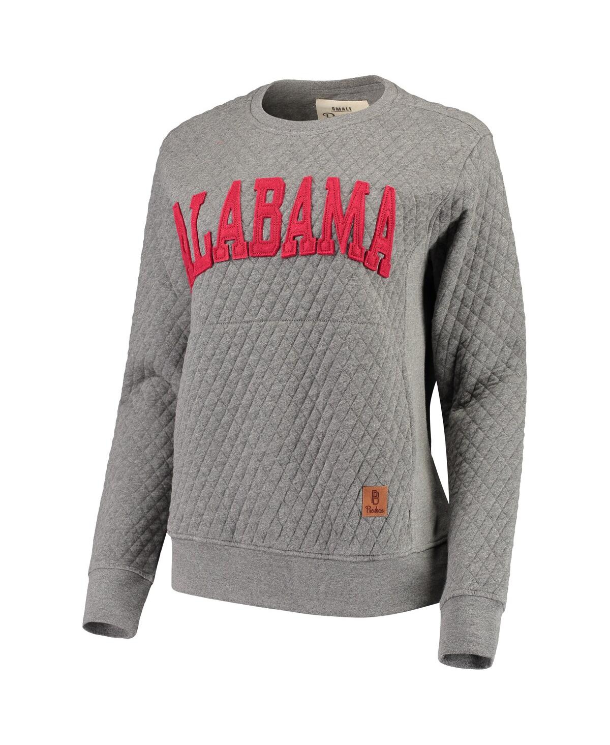 Pressbox Women's Heathered Gray Alabama Crimson Tide Moose Applique Quilted Crewneck Sweatshirt In Heather Charcoal