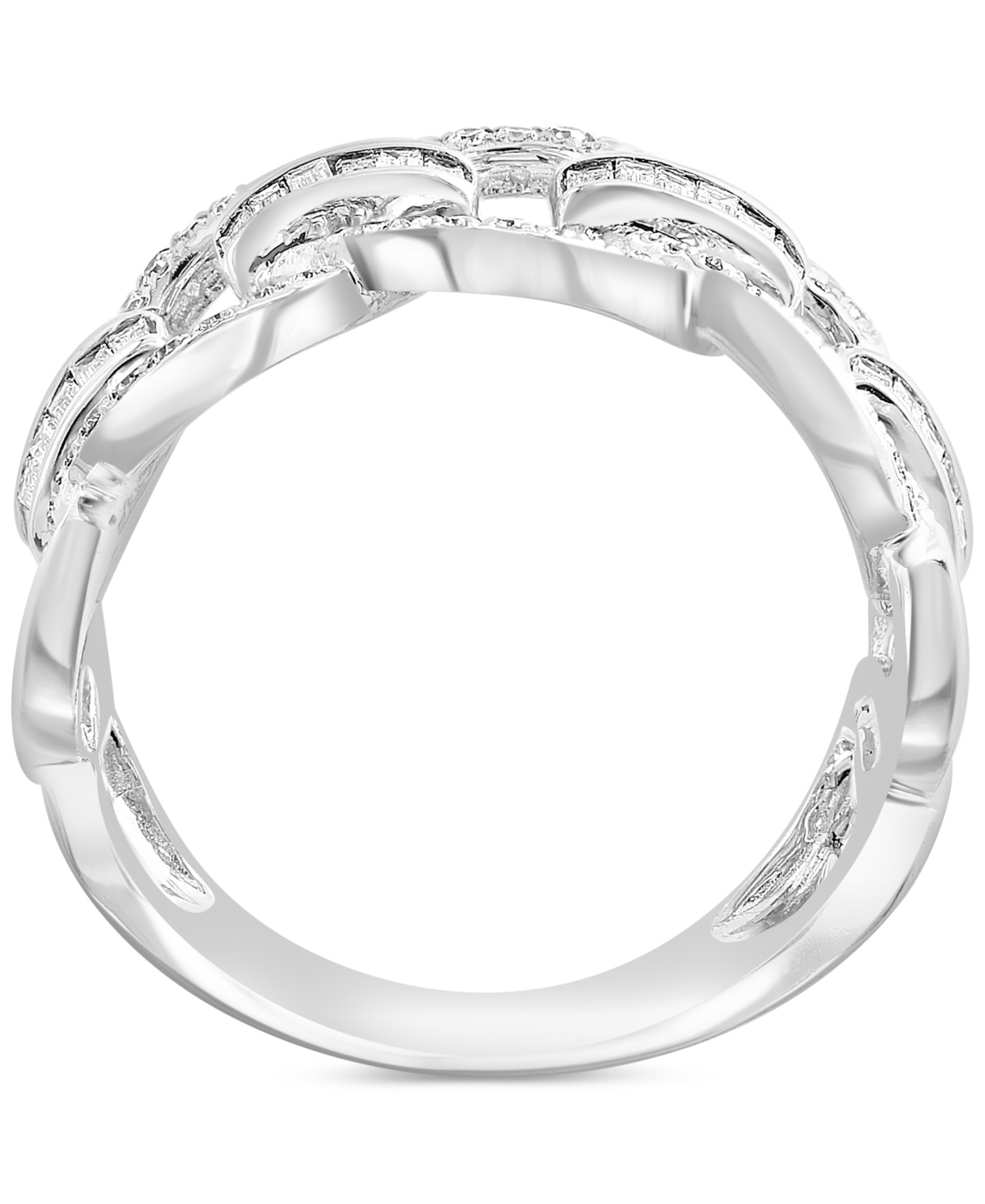 Effy Collection Effy Diamond Round & Baguette Openwork Interlocking Loop Statement Ring (1-1/5 Ct. T.w.) In 14k Whit In 14k White Gold