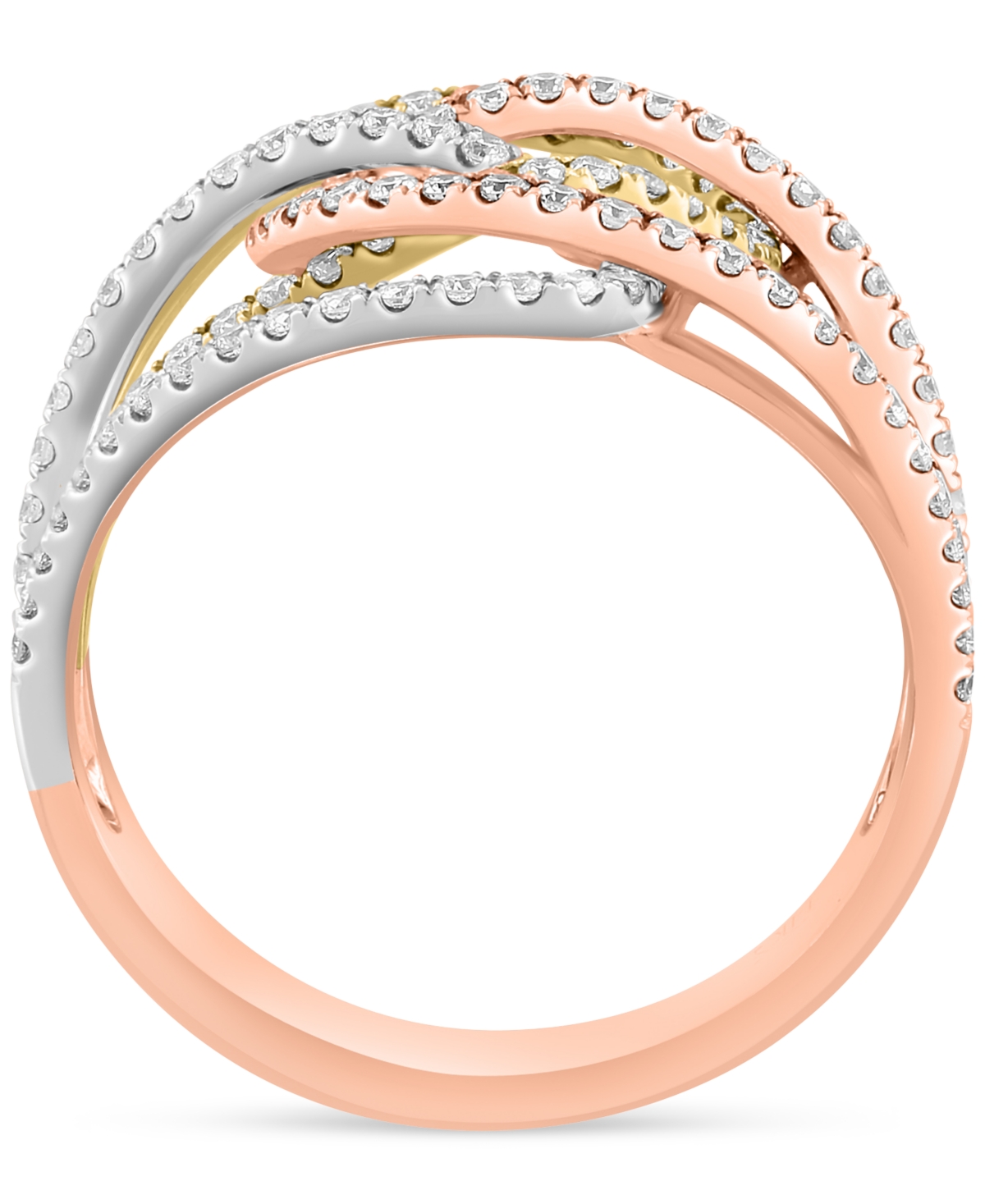 Effy Diamond Openwork Swirl Ring (5/8 ct. t.w.) in 14k Tricolor Gold - 14K Three Tone Gold