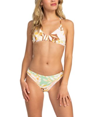 Roxy Juniors' Printed Palm Cruz Keyhole Bralette Bikini Top