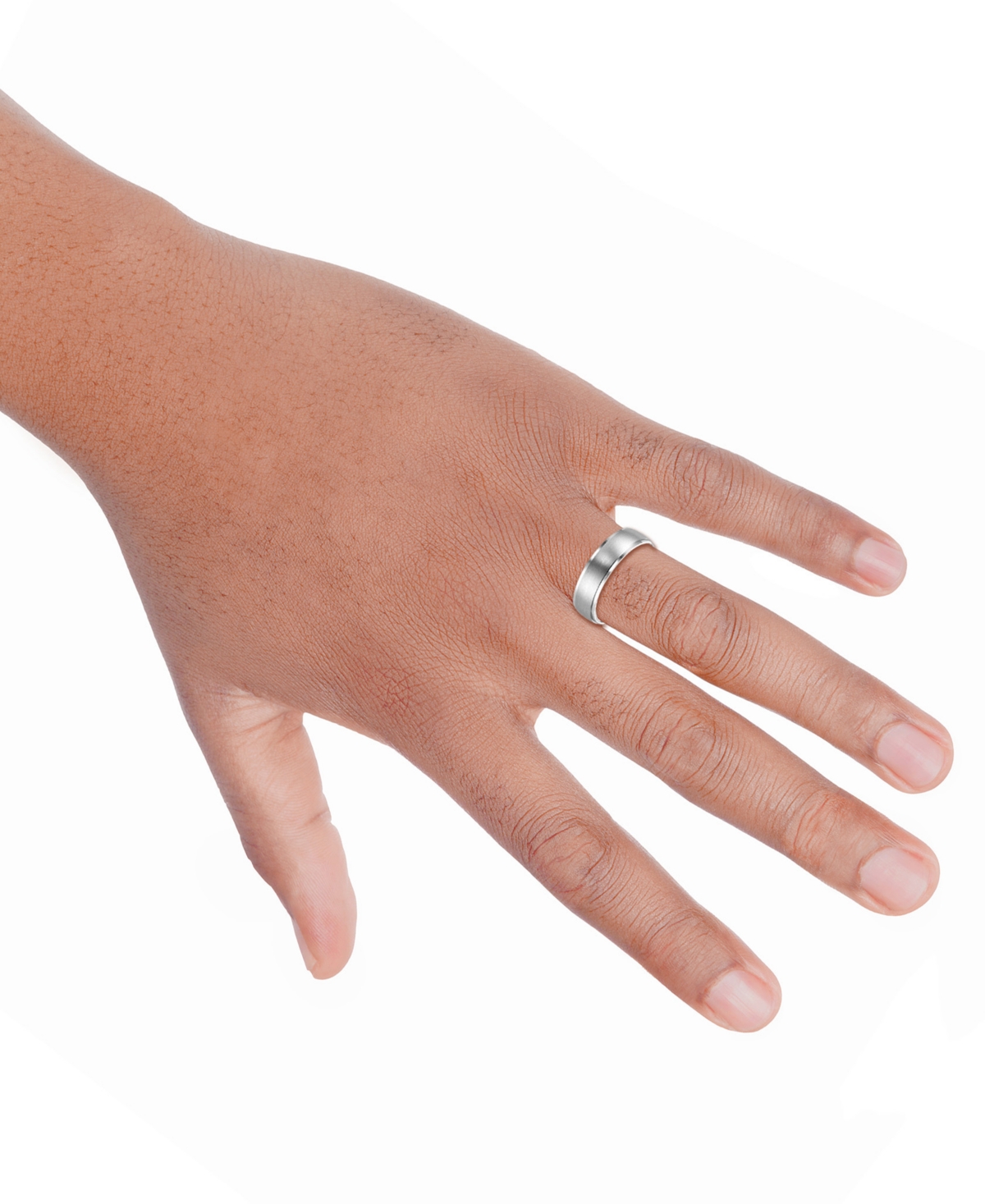 Men's Low Dome Brushed Finish Comfort Fit Wedding Band - Platinum