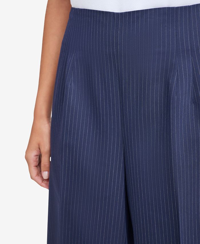 Calvin Klein Petite High Rise Pinstripe Wide-Leg Pants - Macy's