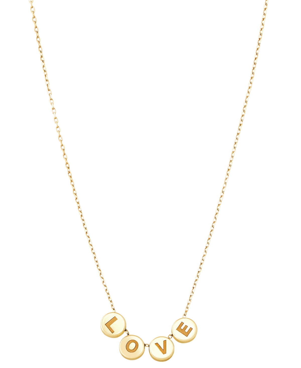 Macy's Love Disc Sliding Pendant Necklace In 10k Gold, 16" + 2" Extender In Yellow Gold