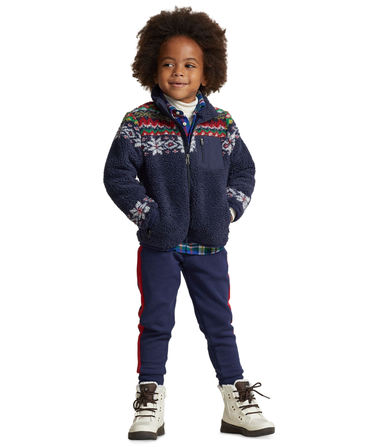 Shop Polo Ralph Lauren Toddler And Little Boys Fair Isle Teddy Fleece Jacket In Holiday Fairisle