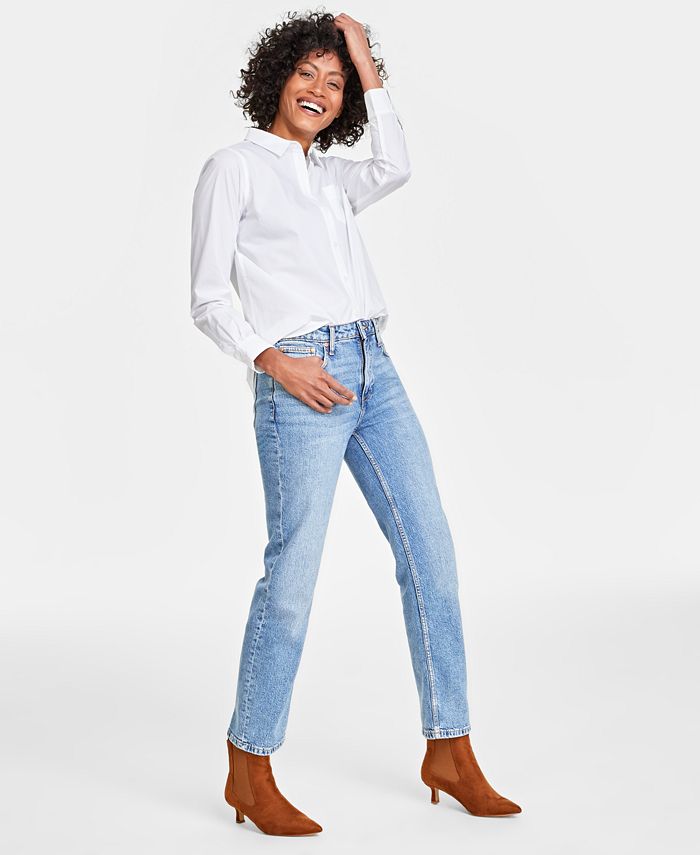 Women's High Rise Straight-Leg Jeans, Regular and Short Lengths, Created  for Macy's