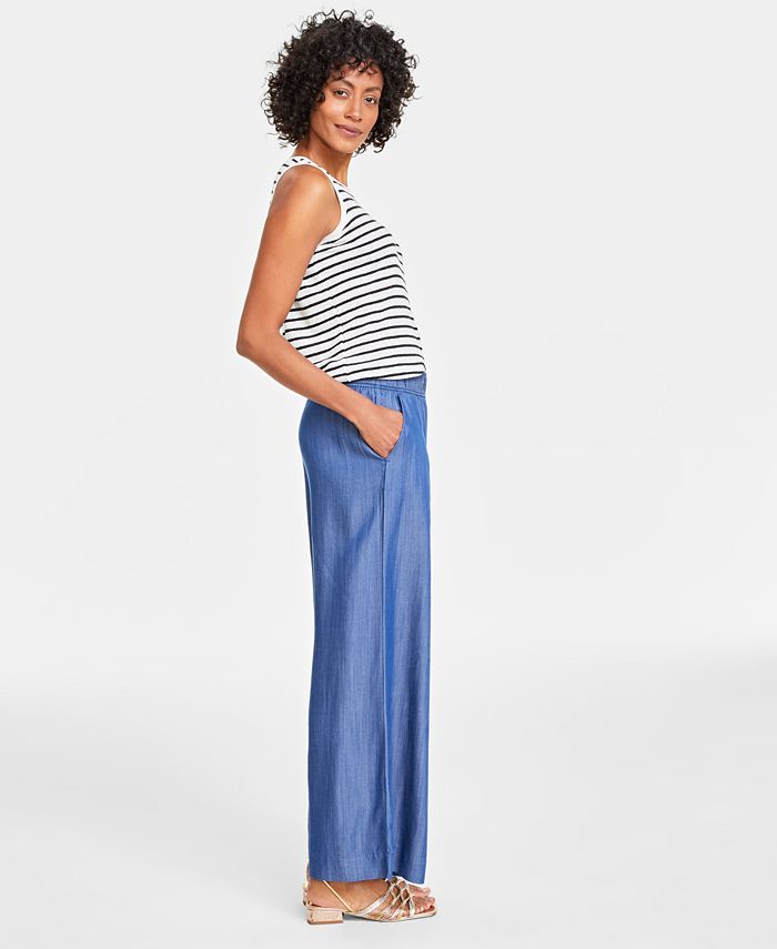 LIOR Women's Chambray Dressy Pull On Pants For Office-
