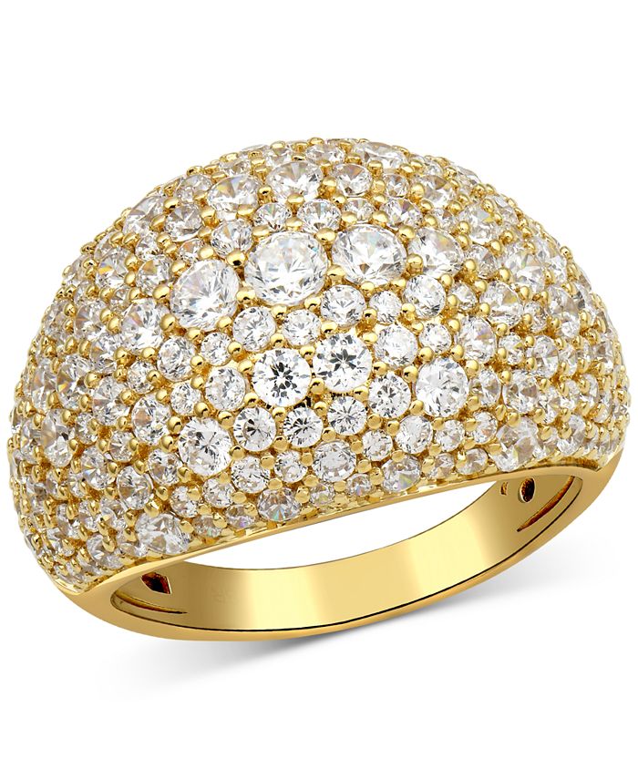 Macy's Diamond Pavé Cluster Dome Ring (3 ct. t.w.) in 10k Gold - Macy's