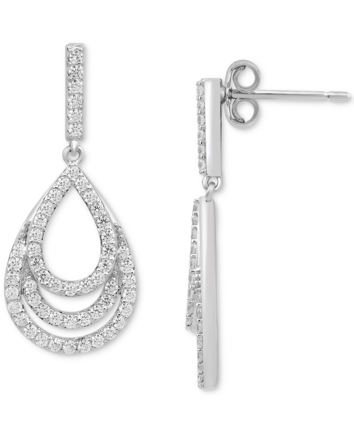 Diamond Layered Teardrop Drop Earrings (3/4 ct. t.w.) in 10k White Gold - 10K White Gold