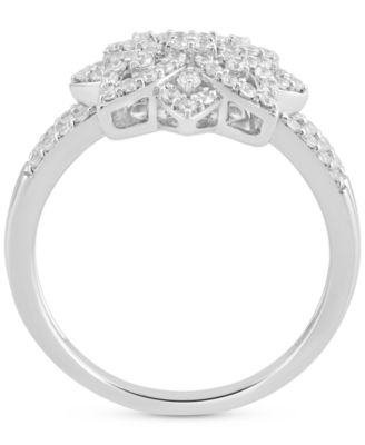 Diamond Flower Cluster Statement Ring (1/2 ct. t.w.) in Sterling Silver