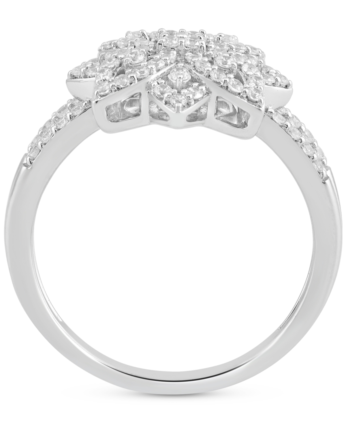 Macy's Diamond Flower Cluster Statement Ring (1/2 Ct. T.w.) In Sterling Silver In Sterling Silver