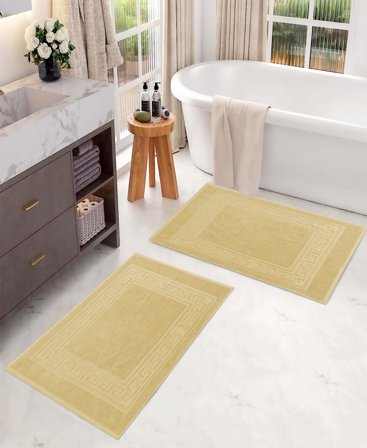 Superior Cotton Greek Key Infinity Border 2-Pc. Bath Rug Set