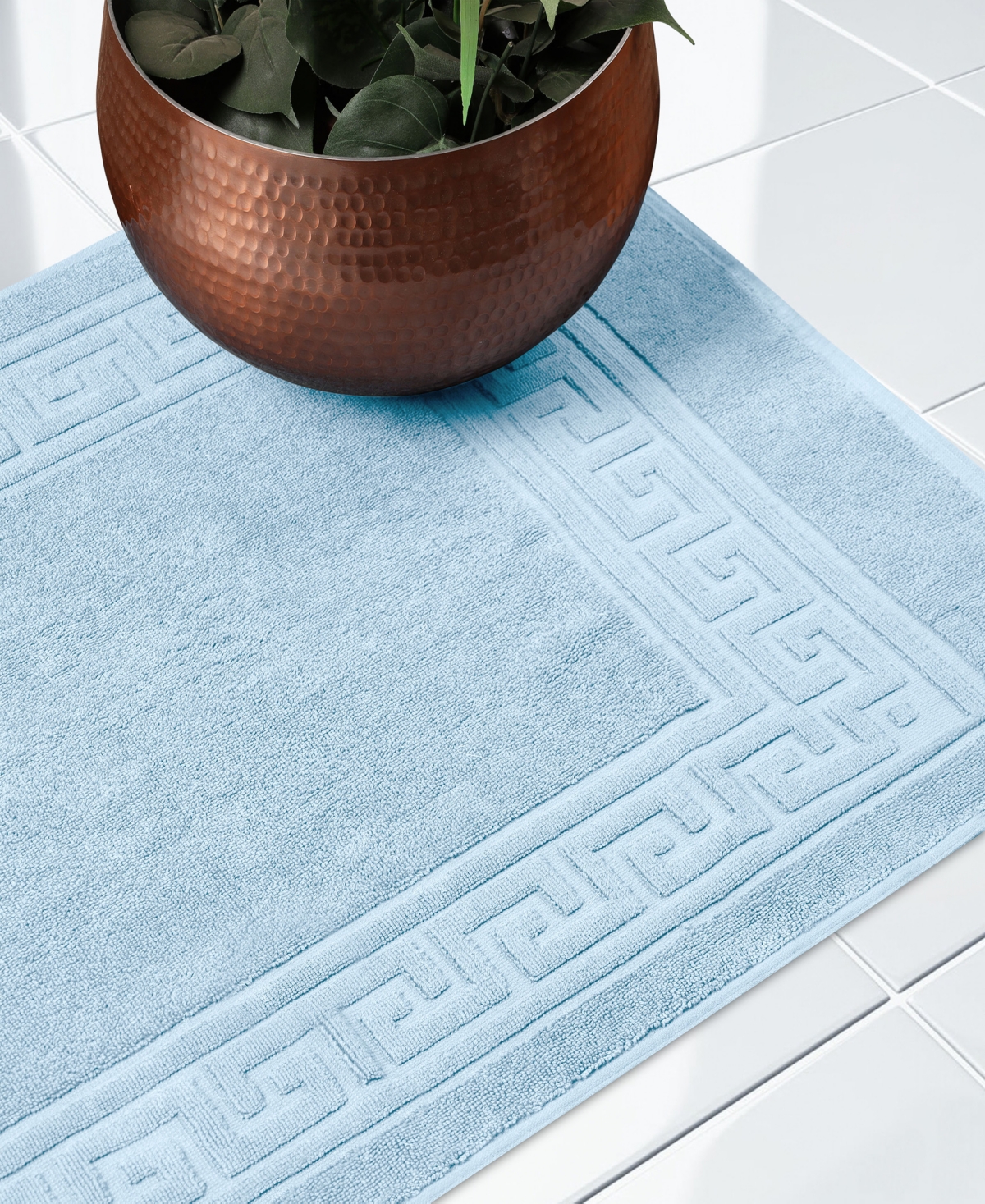 Superior Cotton Greek Key Infinity Border Bath Mat, Set of