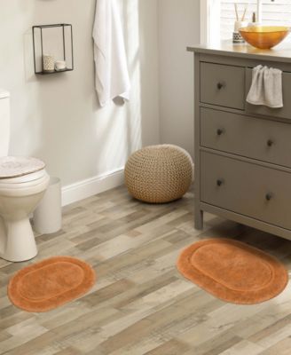 Oval Solid Non-Skid Washable Cotton 2-Pc. Bath Rug Set