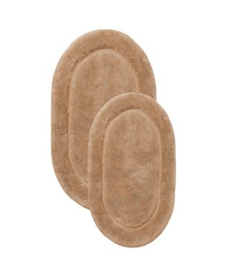 Oval Solid Non-Skid Washable Cotton 2-Pc. Bath Rug Set