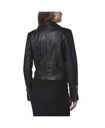 Andrew Marc Black Label Carnegie moto leather Woman's Jacket - Macy's