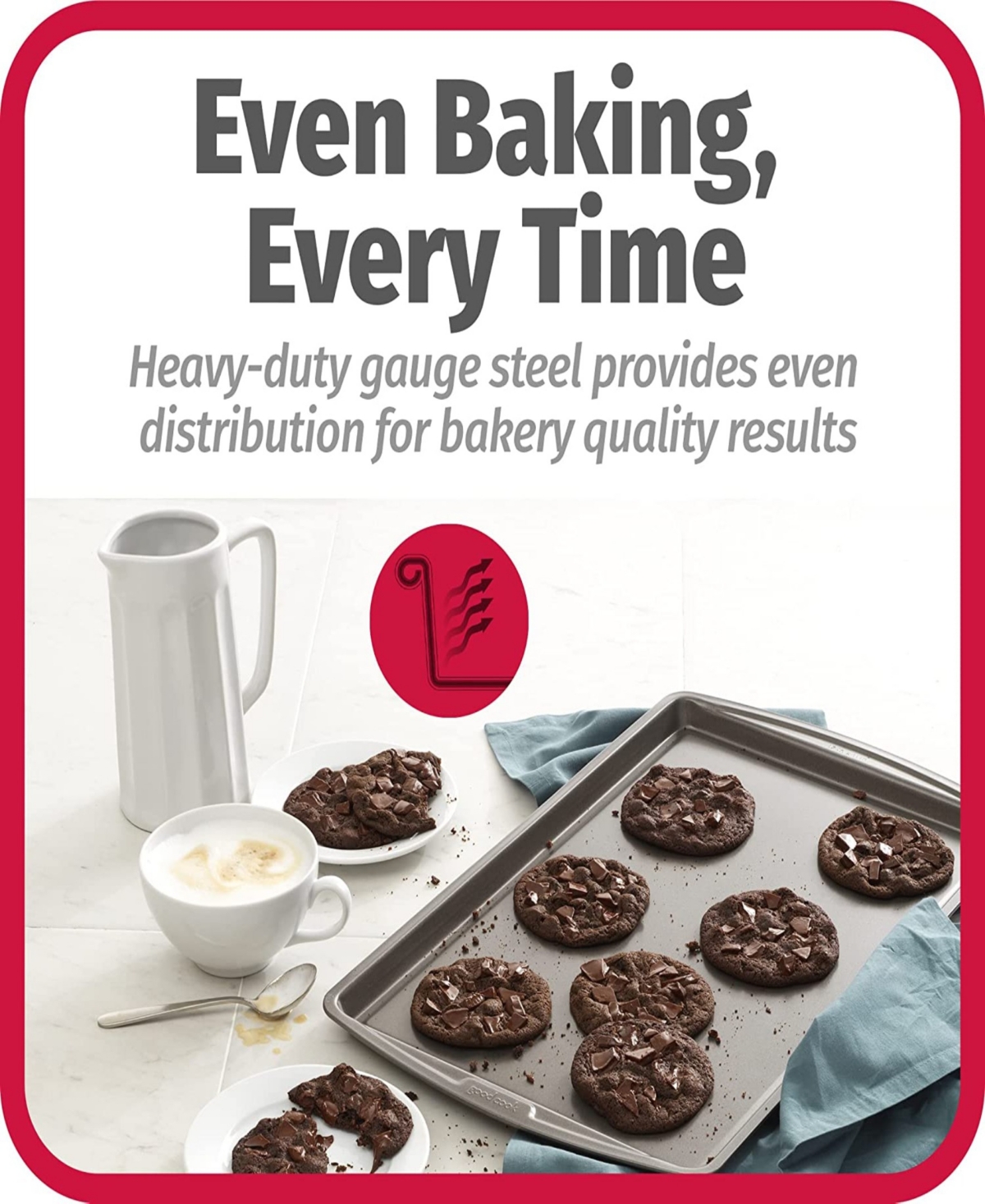 Good Cook Set Of 2 Large 17" X 11" Nonstick Steel Multipurpose Cookie Sheets In Gray