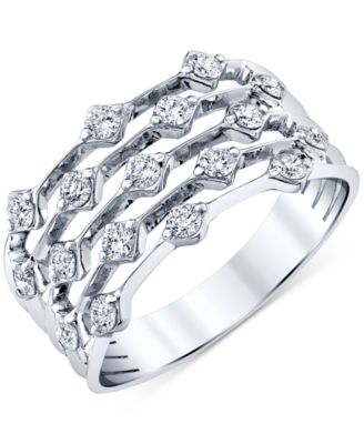 Macy's - Diamond Openwork Multirow Statement Ring (1/2 ct. t.w.) in 14k White Gold