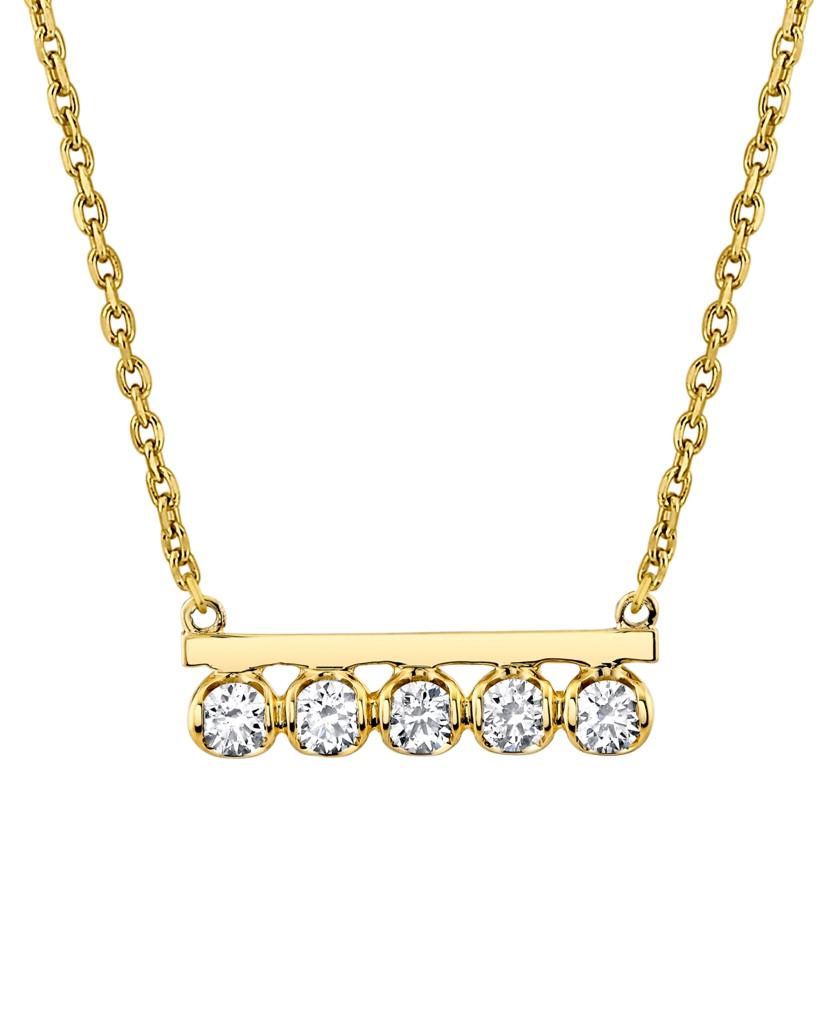 Diamond Bezel Bar 18" Pendant Necklace (1/2 ct. t.w.) in 14k Gold - Yellow Gold