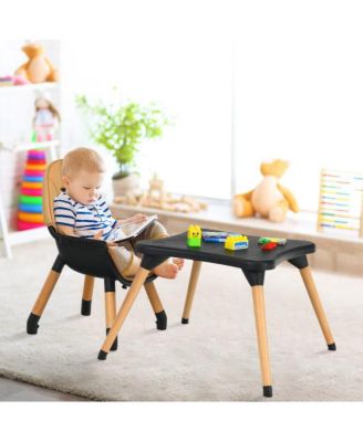 Girls 5-in-1 Eat and Grow Convertible Wooden High Chair with Detachable Tray
